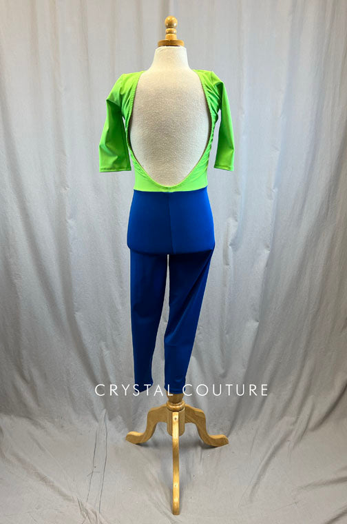 *Brand New* Lime Green and Blue Lycra Unitard