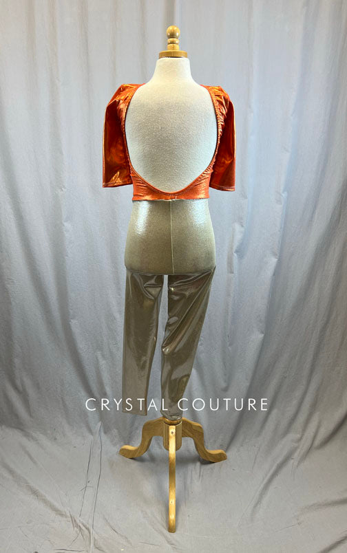*Brand New* Orange and Ivory Metallic Unitard