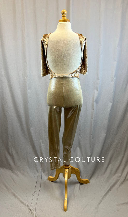 *Brand New* Ivory Velvet and Metallic Unitard