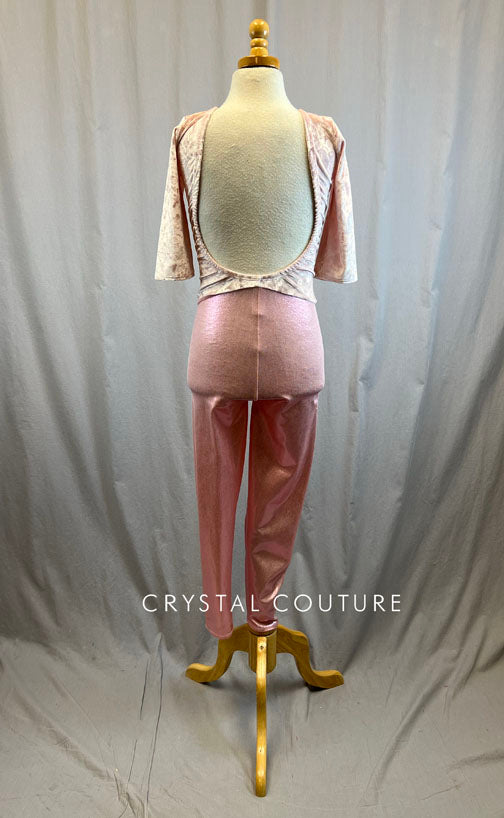 *Brand New* Baby Pink Velvet and Metallic Unitard