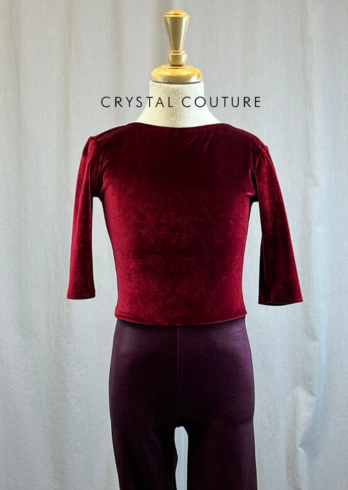 *Brand New* Maroon Velvet and Metallic Unitard