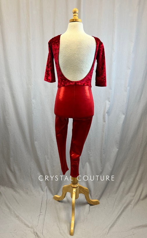 *Brand New* Red Velvet and Metallic Unitard