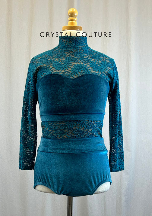 *Brand New* Teal Lace and Velvet Leotard