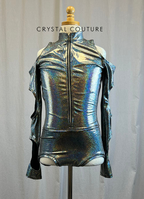 *Brand New* Silver Metallic Leotard with Cutout Sleeves