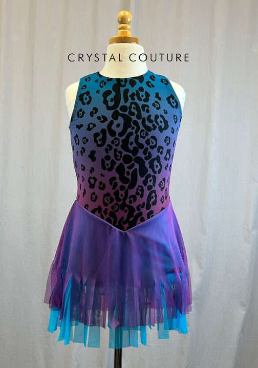 *Brand New* Blue and Purple Ombre Cheetah Print Skating Dress