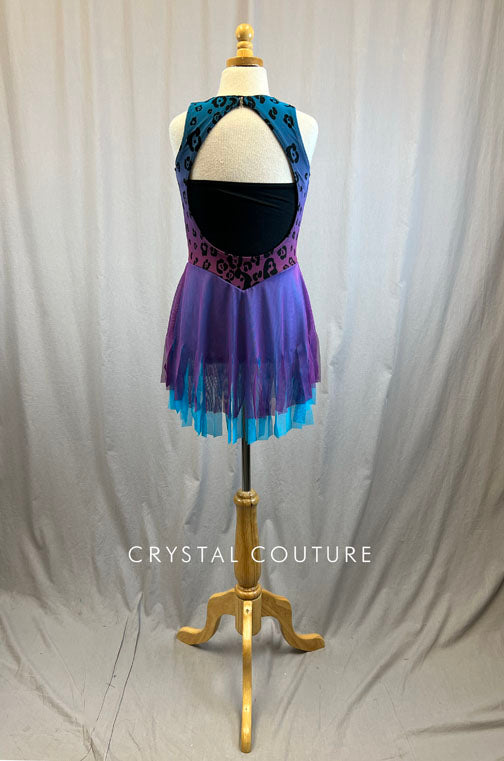 *Brand New* Blue and Purple Ombre Cheetah Print Skating Dress