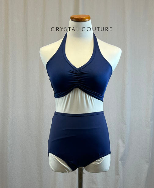 *Brand New* Navy Blue Halter Bra Top with Silver Ring and Brief