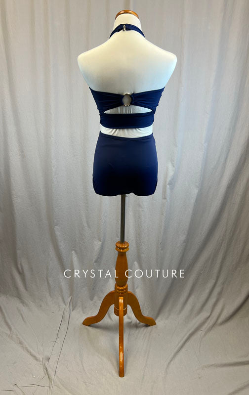 *Brand New* Navy Blue Halter Bra Top with Silver Ring and Brief