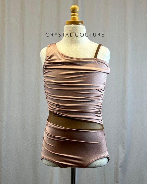 *Brand New* Blush Pink Ruched Leotard with Mesh Insert