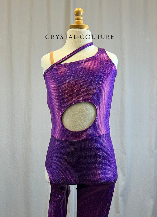 *Brand New* Purple Metallic Unitard with Cutouts