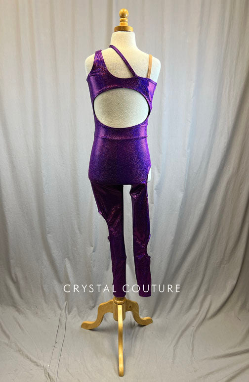 *Brand New* Purple Metallic Unitard with Cutouts