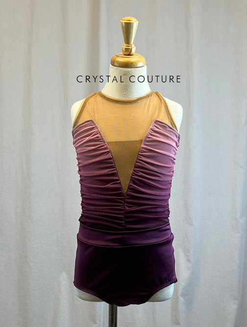*Brand New* Rose and maroon ombre ruched leotard