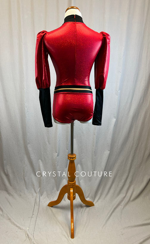 *Brand New* Red and black puff long sleeve leotard