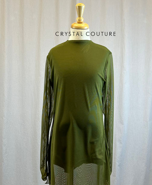 *Brand New* Olive green mesh overlay long sleeve dress
