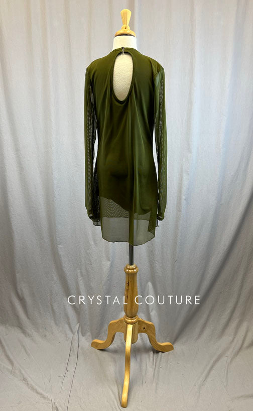 *Brand New* Olive green mesh overlay long sleeve dress