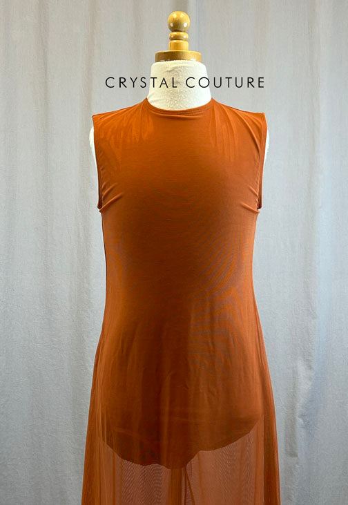 *Brand New* Burnt orange long mesh overlay dress