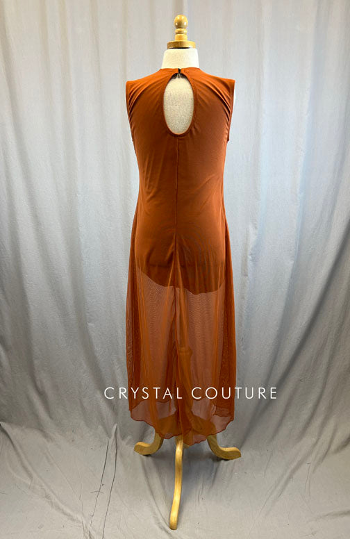 *Brand New* Burnt orange long mesh overlay dress