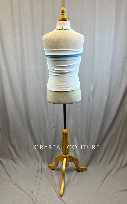 *Brand New* White halter top with blue mesh accent on chest