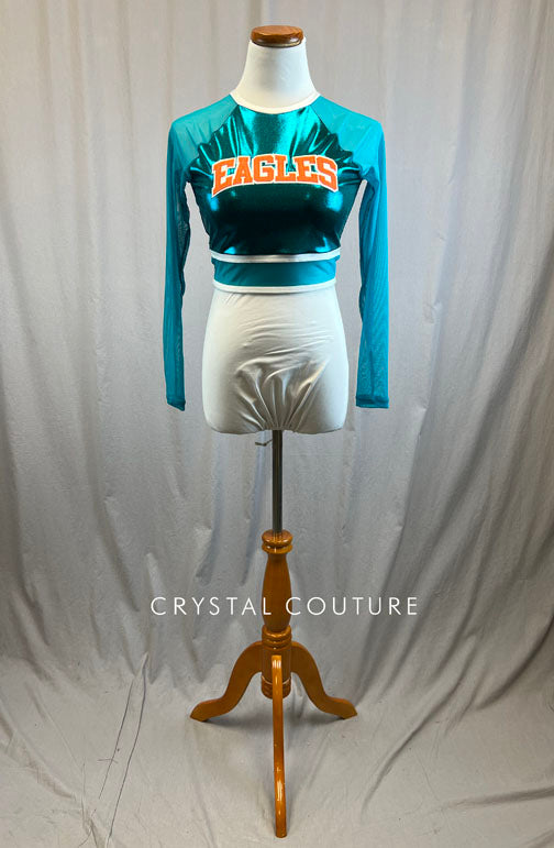 *Brand New* Teal metallic and mesh long sleeve Eagles top
