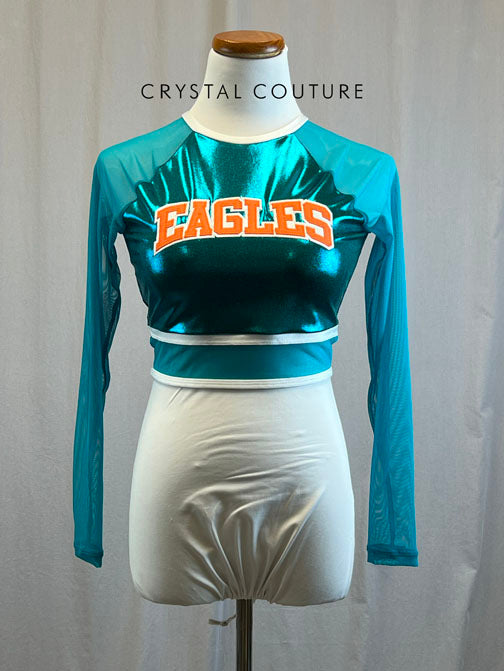 *Brand New* Teal metallic and mesh long sleeve Eagles top