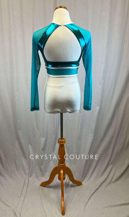 *Brand New* Teal metallic and mesh long sleeve Eagles top