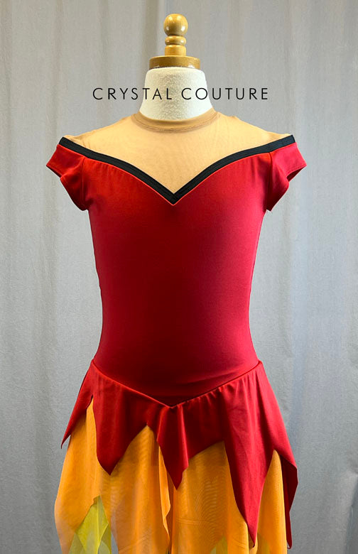 *Brand New* Red flame supplemented skating dress