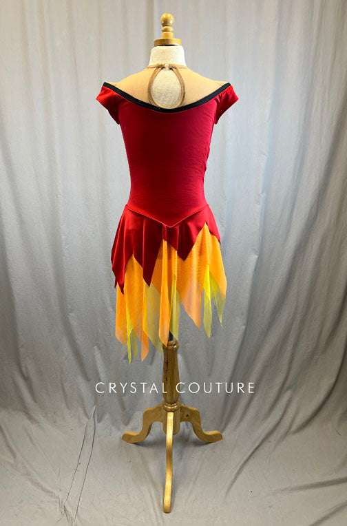 *Brand New* Red flame supplemented skating dress
