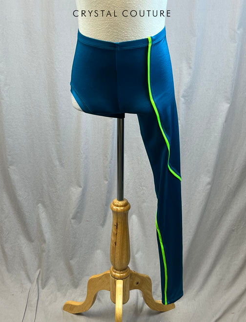 *Brand New* Dark teal one leg bottom with neon green accent