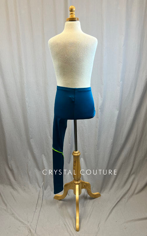 *Brand New* Dark teal one leg bottom with neon green accent
