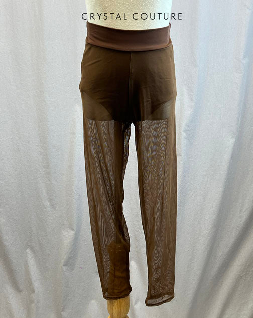 *Brand New* Brown mesh leggings with attached brown brief