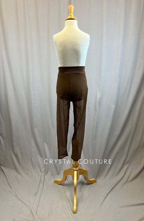 *Brand New* Brown mesh leggings with attached brown brief