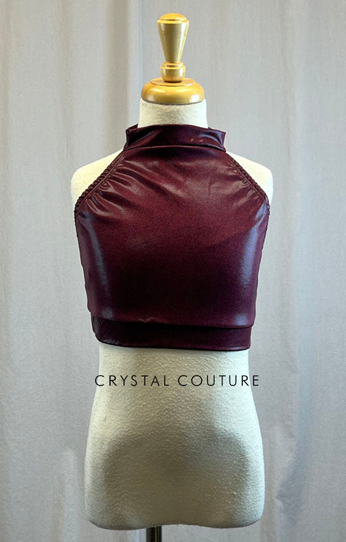 *Brand New* Maroon high neck top matte metallic