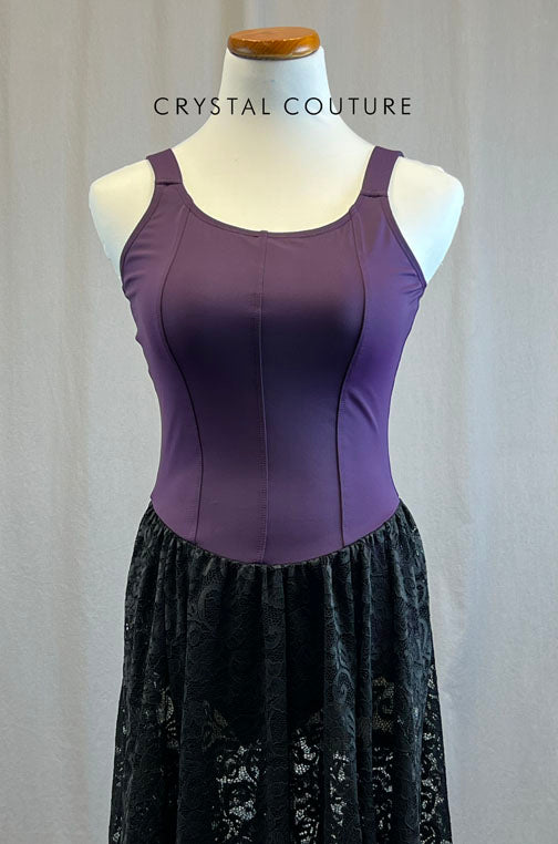 *Brand New* Purple Leotard with Black Lace Long Skirt