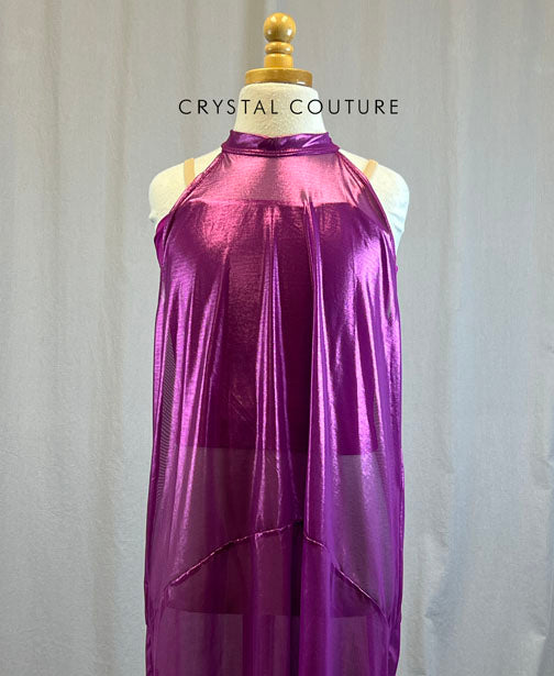 *Brand New* Shiny Magenta Sheer Dress Overlay with Magenta Crop Top