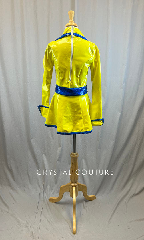 Yellow and Blue Raincoat Dress -Rhinestones
