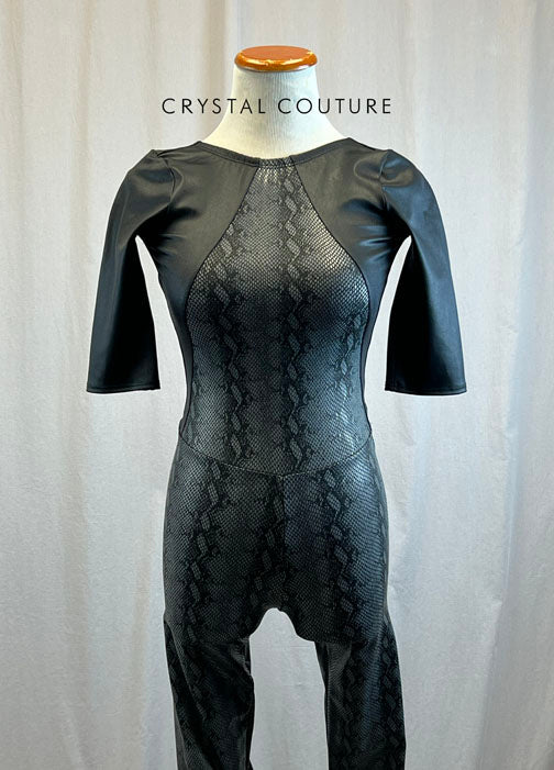 *Brand New* Black and Grey Snakeskin Unitard with Quarter Sleeves