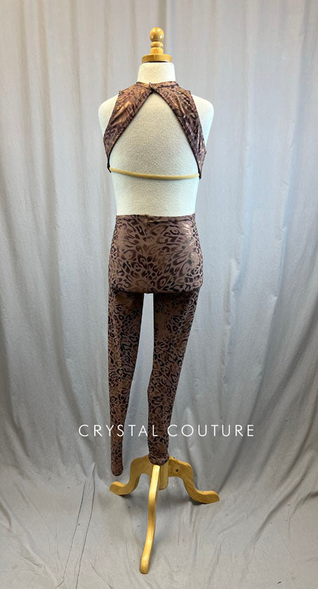 *Brand New* Mauve Metallic Snakeskin Unitard with Cutouts and Gold Ring