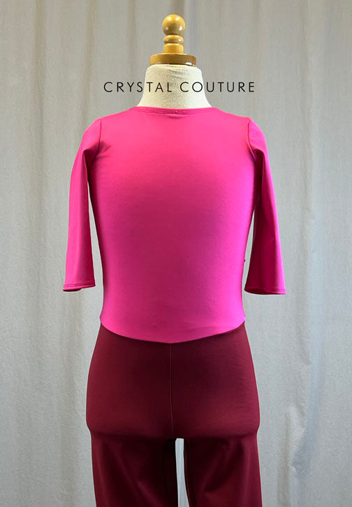 *Brand New* Pink and Maroon Unitard with Quarter Sleeves