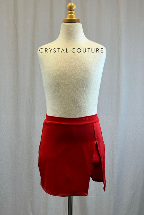 *Brand New* Red High Waisted Skirt with Built In Shorts and Slit