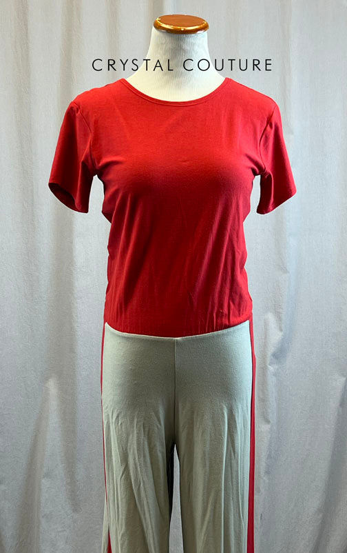 *Brand New* Red and Grey Short Sleeve Cotton Unitard
