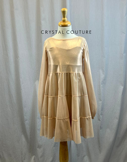 *Brand New* Metallic Gold Overlay Dress with Detached Gold Satin Slit Dress