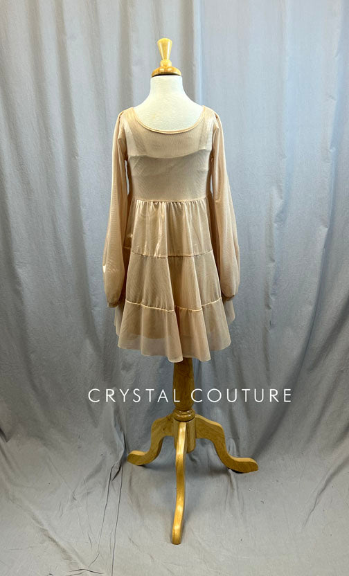 *Brand New* Metallic Gold Overlay Dress with Detached Gold Satin Slit Dress
