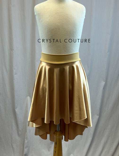 *Brand New* Gold satin high/low skirt with built in briefs