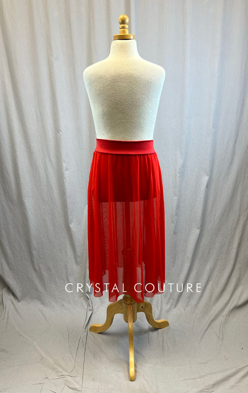 *Brand New* Red mesh high slit skirt