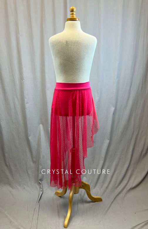 *Brand New* Hot Pink High/Low Polka Dot Mesh Skirt