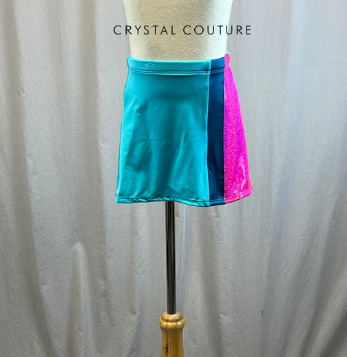 *Brand New* Two Tone Aqua Skirt with Hot Pink Metallic Accent