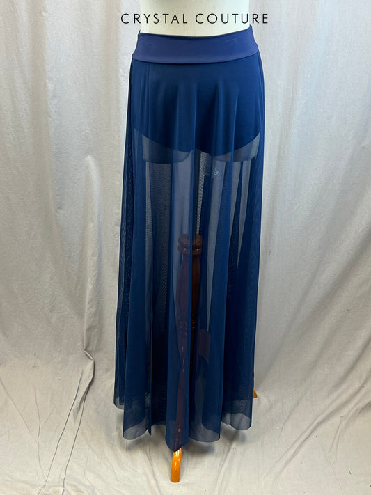 *Brand New* Navy Blue Long Mesh High Slit Skirt