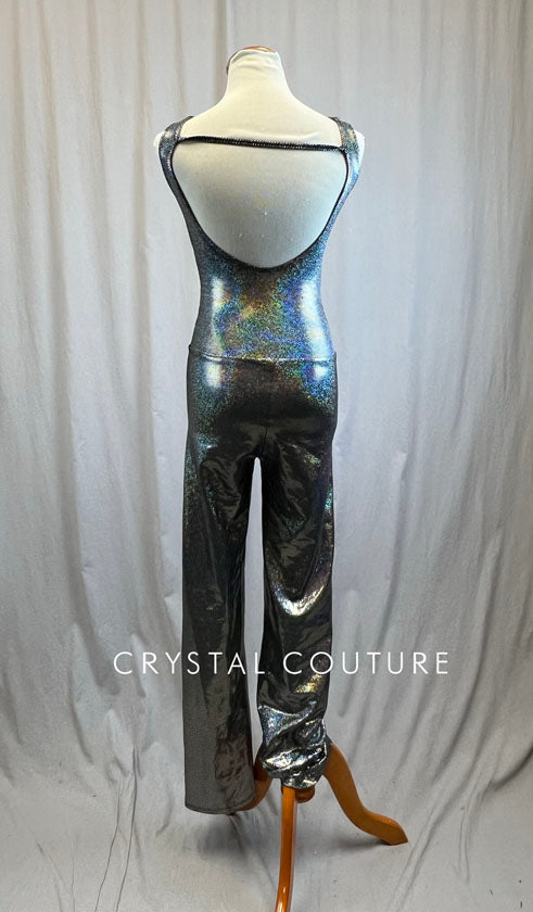 Black Holographic Sleeveless Unitard