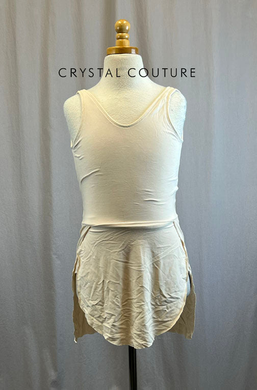 Ivory Leotard with Attached Skirt