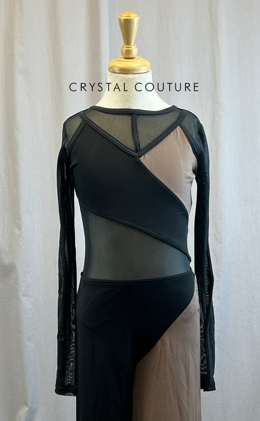Black and Brown Mesh Cut Out Unitard